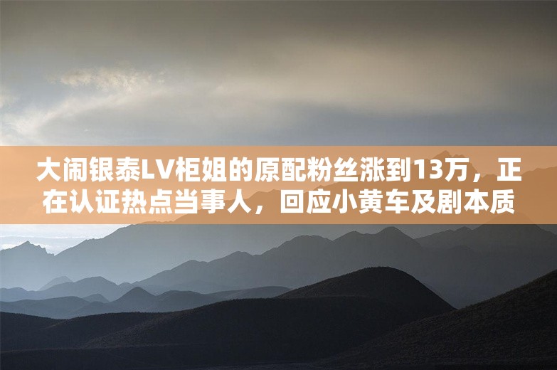 大闹银泰LV柜姐的原配粉丝涨到13万，正在认证热点当事人，回应小黄车及剧本质疑