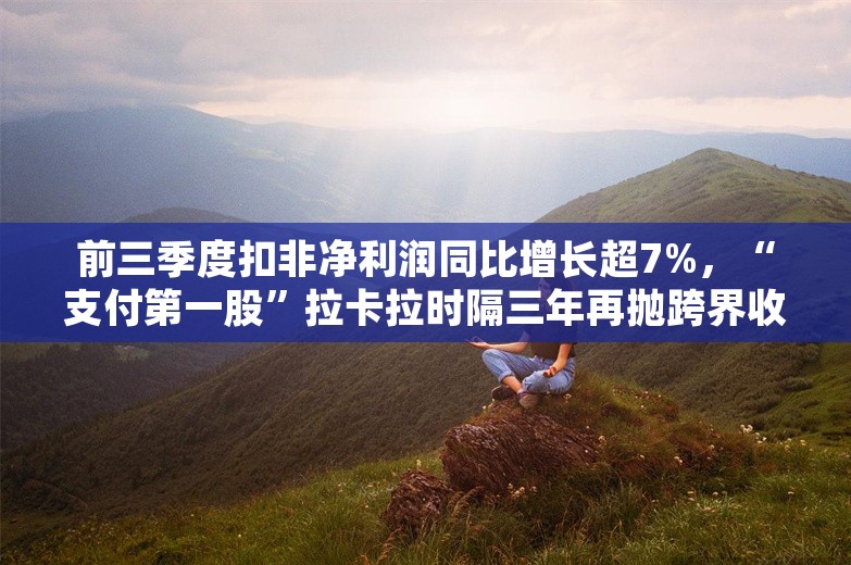 前三季度扣非净利润同比增长超7%，“支付第一股”拉卡拉时隔三年再抛跨界收购案