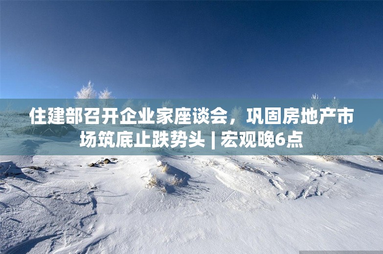 住建部召开企业家座谈会，巩固房地产市场筑底止跌势头 | 宏观晚6点