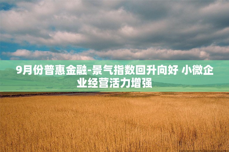 9月份普惠金融-景气指数回升向好 小微企业经营活力增强