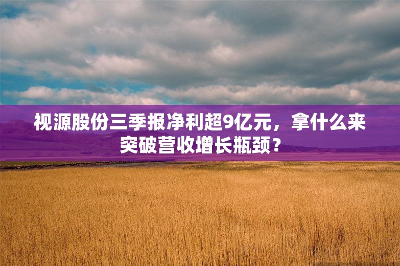 视源股份三季报净利超9亿元，拿什么来突破营收增长瓶颈？