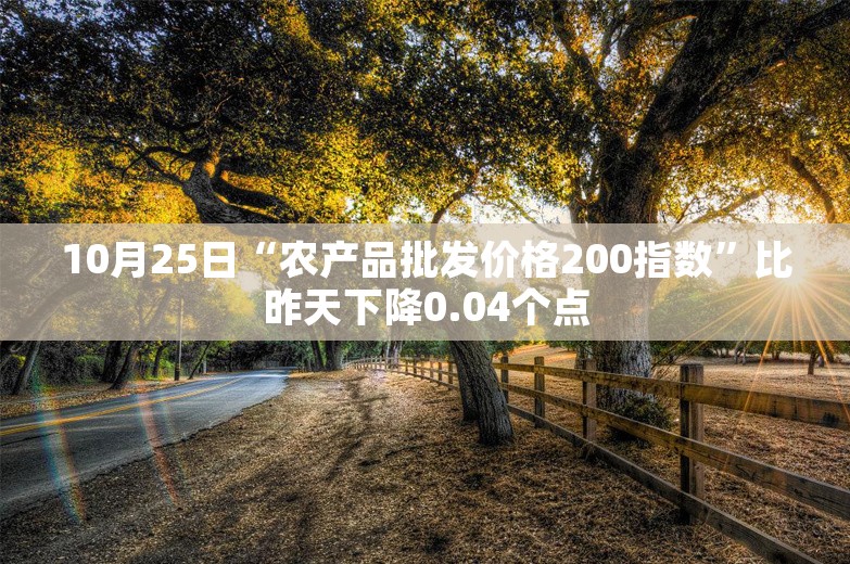 10月25日“农产品批发价格200指数”比昨天下降0.04个点