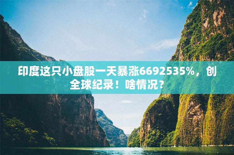 印度这只小盘股一天暴涨6692535%，创全球纪录！啥情况？