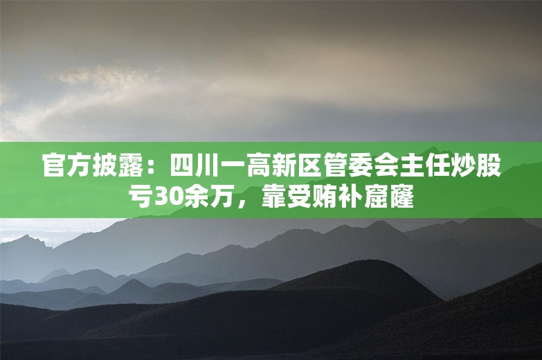 官方披露：四川一高新区管委会主任炒股亏30余万，靠受贿补窟窿