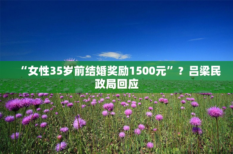 “女性35岁前结婚奖励1500元”？吕梁民政局回应