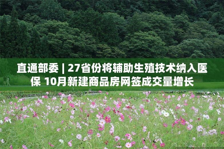 直通部委 | 27省份将辅助生殖技术纳入医保 10月新建商品房网签成交量增长