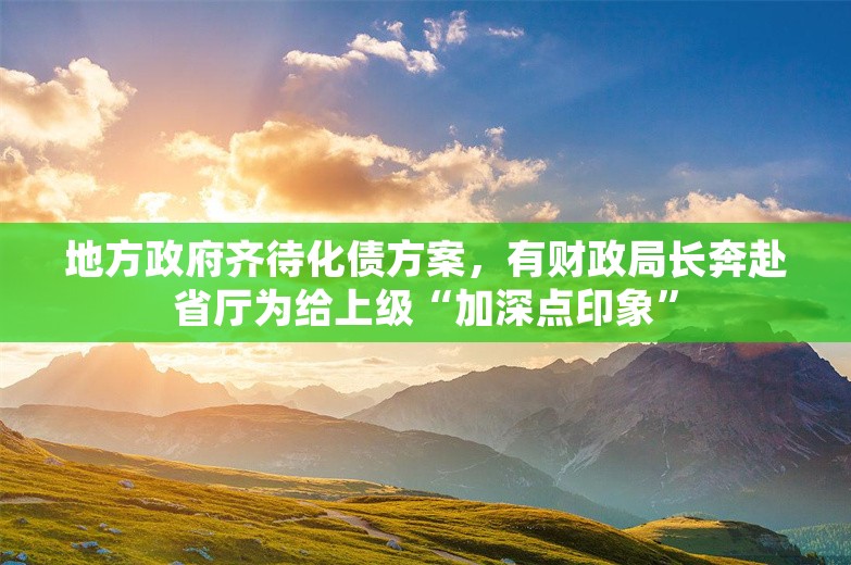 地方政府齐待化债方案，有财政局长奔赴省厅为给上级“加深点印象”