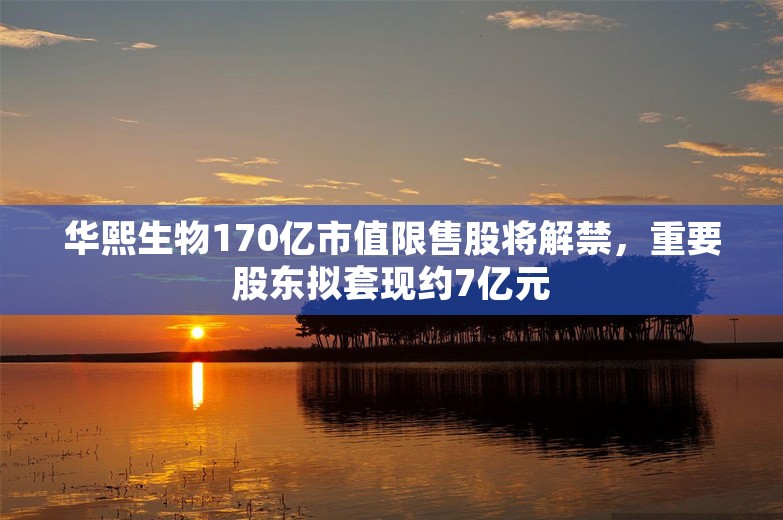 华熙生物170亿市值限售股将解禁，重要股东拟套现约7亿元