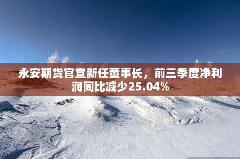 永安期货官宣新任董事长，前三季度净利润同比减少25.04%