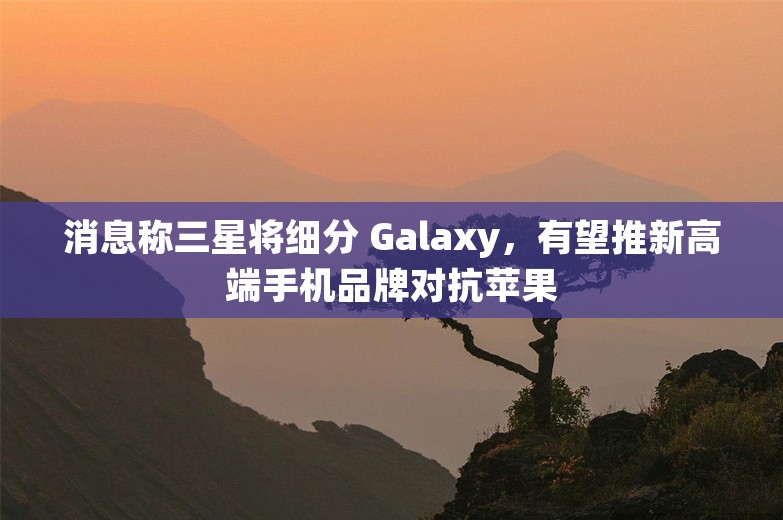 消息称三星将细分 Galaxy，有望推新高端手机品牌对抗苹果