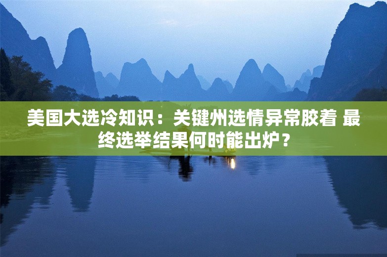 美国大选冷知识：关键州选情异常胶着 最终选举结果何时能出炉？