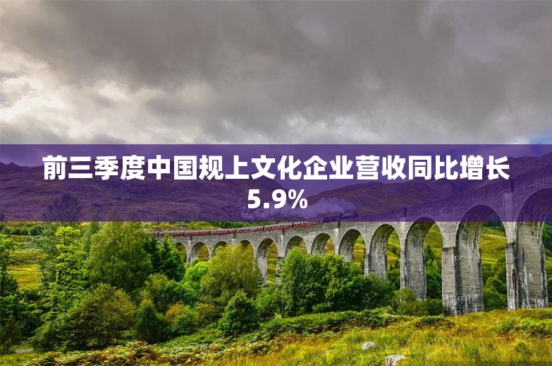 前三季度中国规上文化企业营收同比增长5.9%