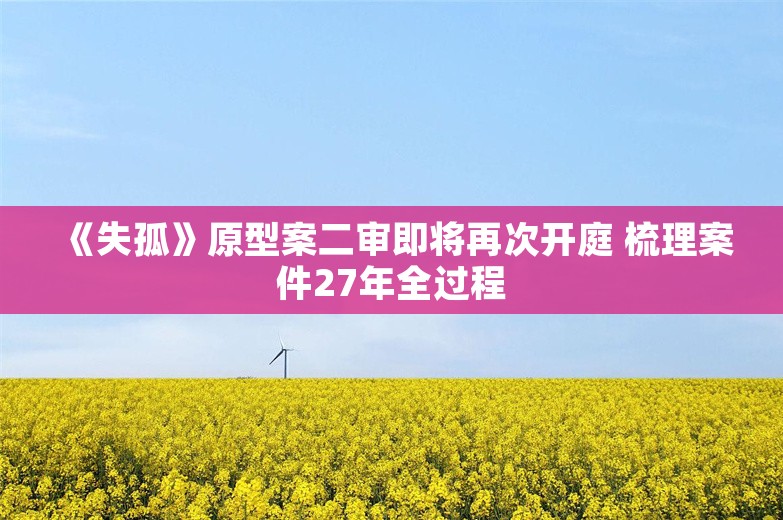 《失孤》原型案二审即将再次开庭 梳理案件27年全过程