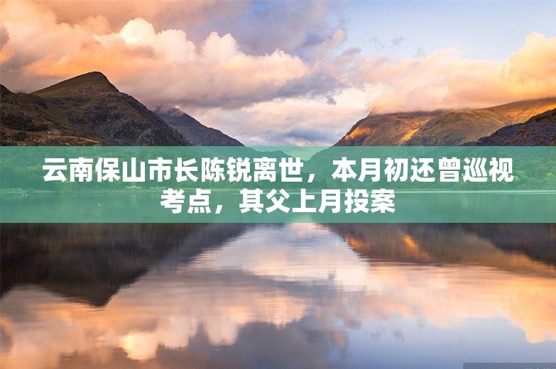 云南保山市长陈锐离世，本月初还曾巡视考点，其父上月投案