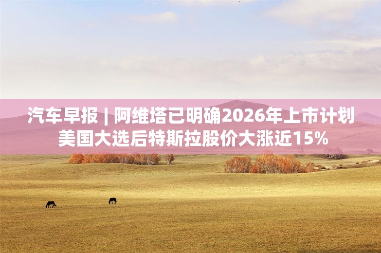 汽车早报 | 阿维塔已明确2026年上市计划 美国大选后特斯拉股价大涨近15%