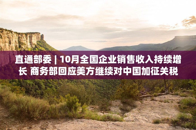 直通部委 | 10月全国企业销售收入持续增长 商务部回应美方继续对中国加征关税