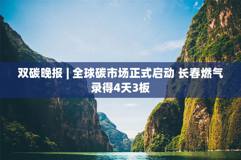 双碳晚报 | 全球碳市场正式启动 长春燃气录得4天3板