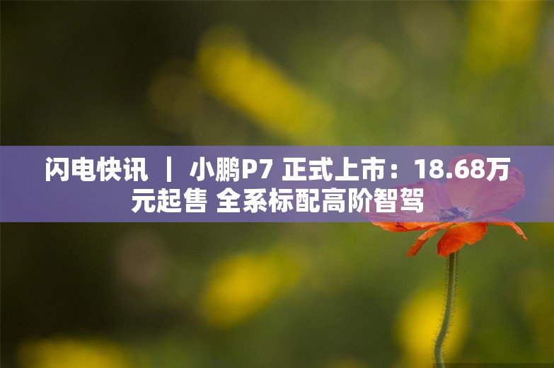 闪电快讯 ｜ 小鹏P7 正式上市：18.68万元起售 全系标配高阶智驾