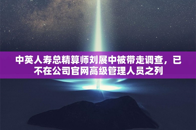 中英人寿总精算师刘展中被带走调查，已不在公司官网高级管理人员之列