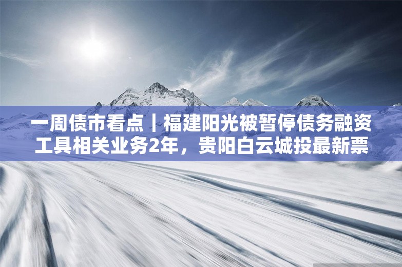 一周债市看点｜福建阳光被暂停债务融资工具相关业务2年，贵阳白云城投最新票据逾期3900多万元