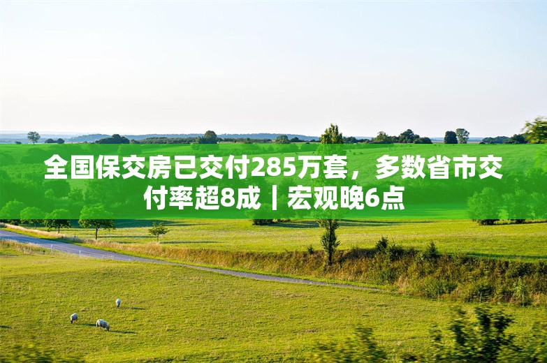 全国保交房已交付285万套，多数省市交付率超8成｜宏观晚6点