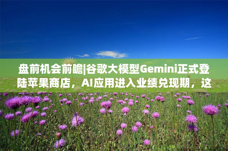 盘前机会前瞻|谷歌大模型Gemini正式登陆苹果商店，AI应用进入业绩兑现期，这几家公司AI技术已在财税、文档等细分领域实现落地（附概念股）