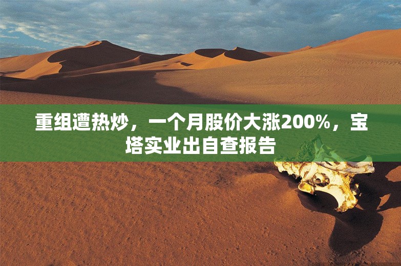 重组遭热炒，一个月股价大涨200%，宝塔实业出自查报告