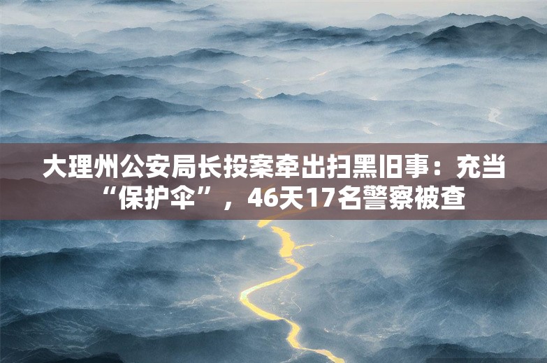 大理州公安局长投案牵出扫黑旧事：充当“保护伞”，46天17名警察被查