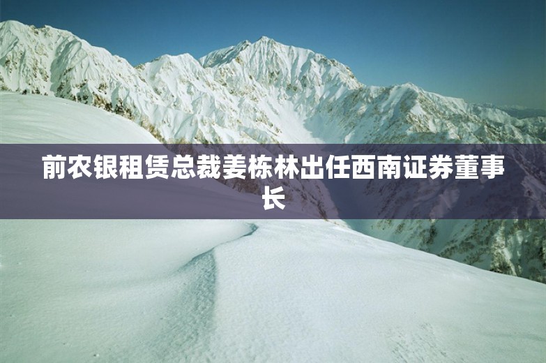 前农银租赁总裁姜栋林出任西南证券董事长