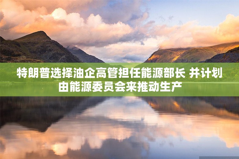 特朗普选择油企高管担任能源部长 并计划由能源委员会来推动生产