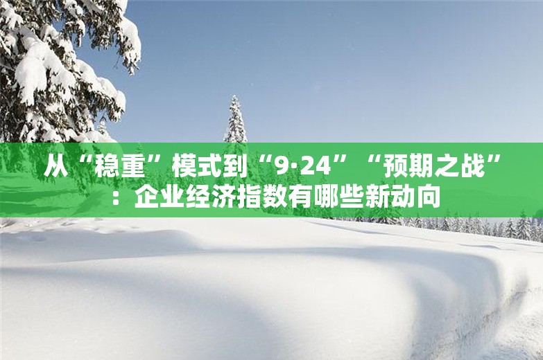 从“稳重”模式到“9·24”“预期之战”：企业经济指数有哪些新动向