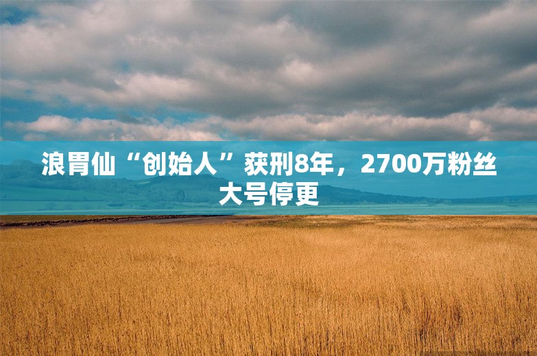 浪胃仙“创始人”获刑8年，2700万粉丝大号停更