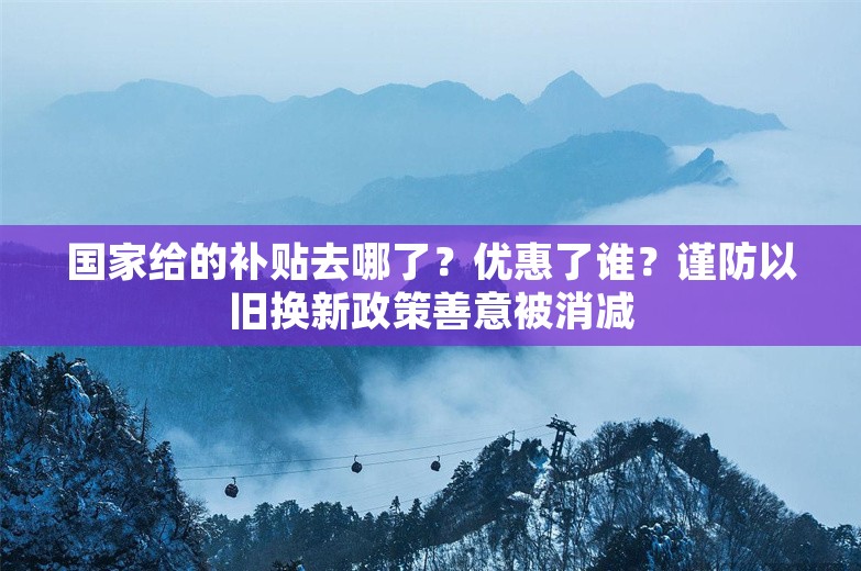 国家给的补贴去哪了？优惠了谁？谨防以旧换新政策善意被消减