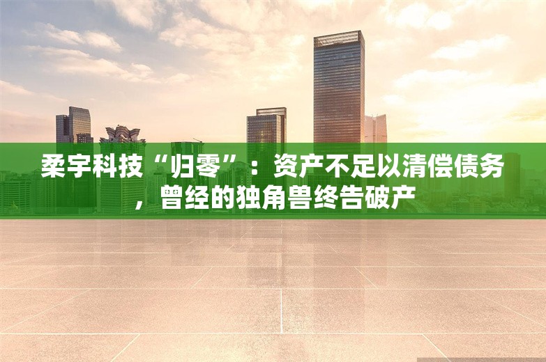 柔宇科技“归零”：资产不足以清偿债务，曾经的独角兽终告破产