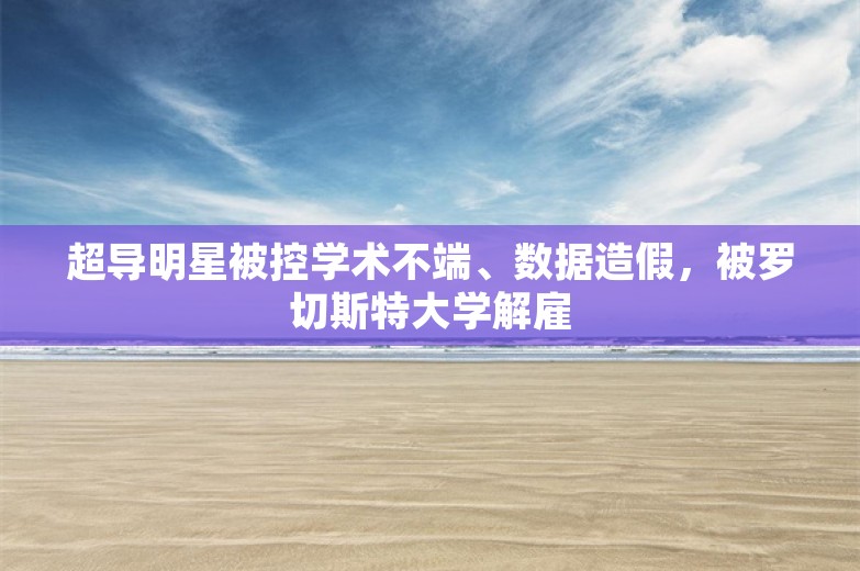 超导明星被控学术不端、数据造假，被罗切斯特大学解雇