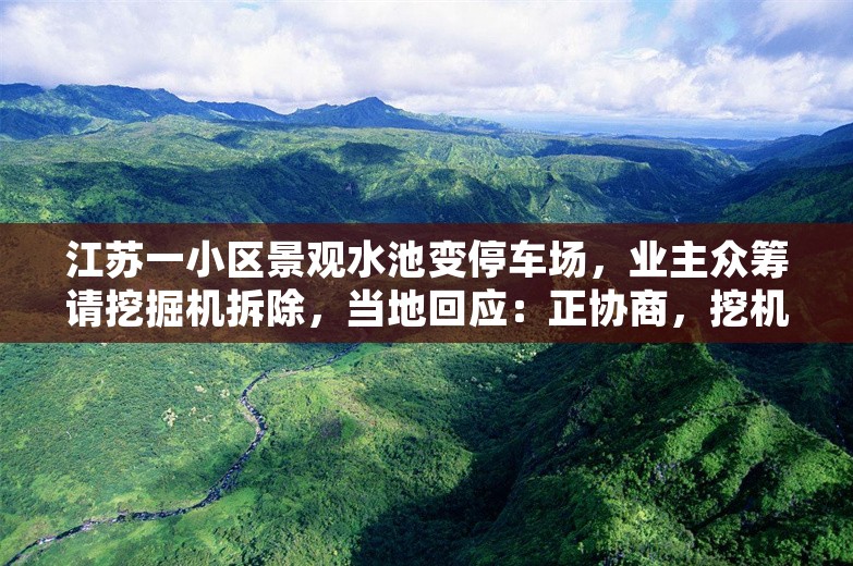 江苏一小区景观水池变停车场，业主众筹请挖掘机拆除，当地回应：正协商，挖机已撤离