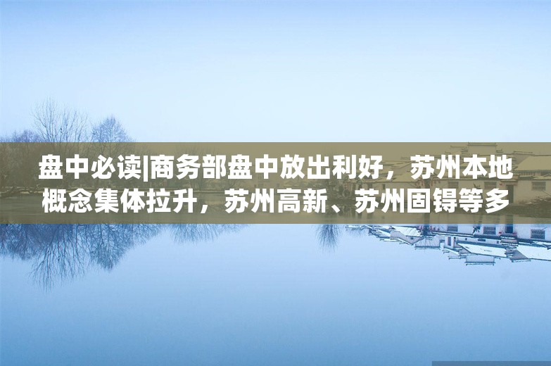 盘中必读|商务部盘中放出利好，苏州本地概念集体拉升，苏州高新、苏州固锝等多股涨停