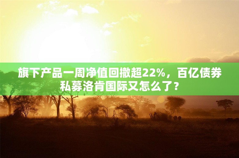 旗下产品一周净值回撤超22%，百亿债券私募洛肯国际又怎么了？