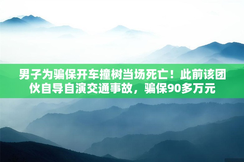 男子为骗保开车撞树当场死亡！此前该团伙自导自演交通事故，骗保90多万元