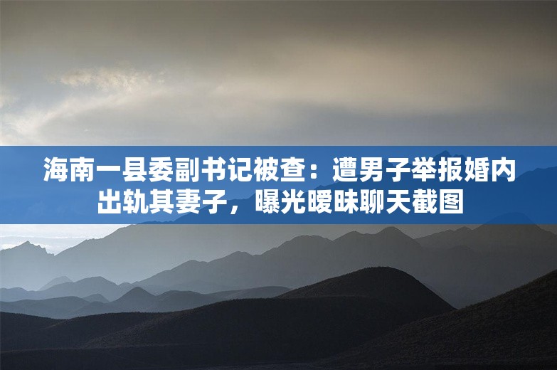 海南一县委副书记被查：遭男子举报婚内出轨其妻子，曝光暧昧聊天截图