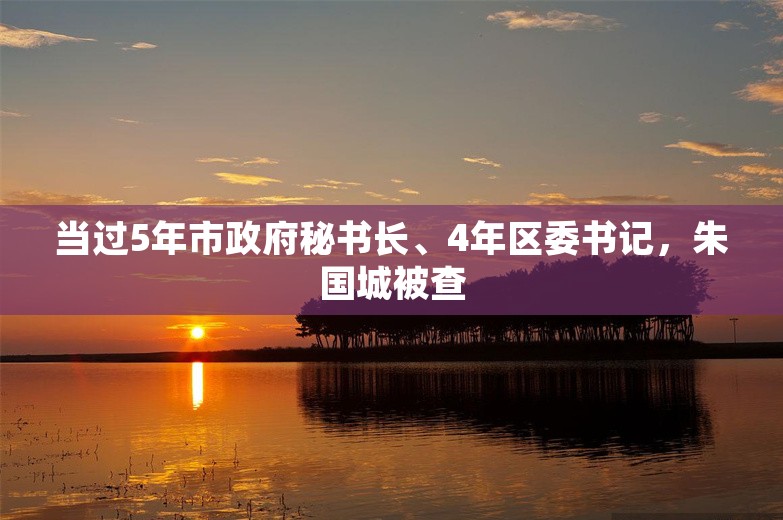 当过5年市政府秘书长、4年区委书记，朱国城被查