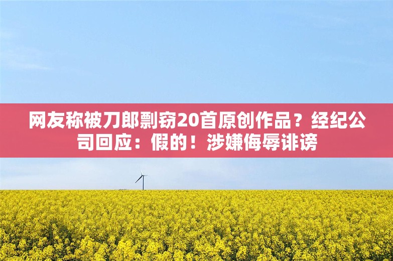 网友称被刀郎剽窃20首原创作品？经纪公司回应：假的！涉嫌侮辱诽谤