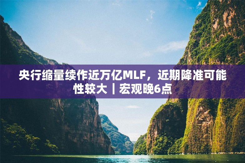 央行缩量续作近万亿MLF，近期降准可能性较大｜宏观晚6点