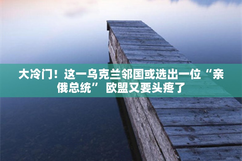 大冷门！这一乌克兰邻国或选出一位“亲俄总统” 欧盟又要头疼了