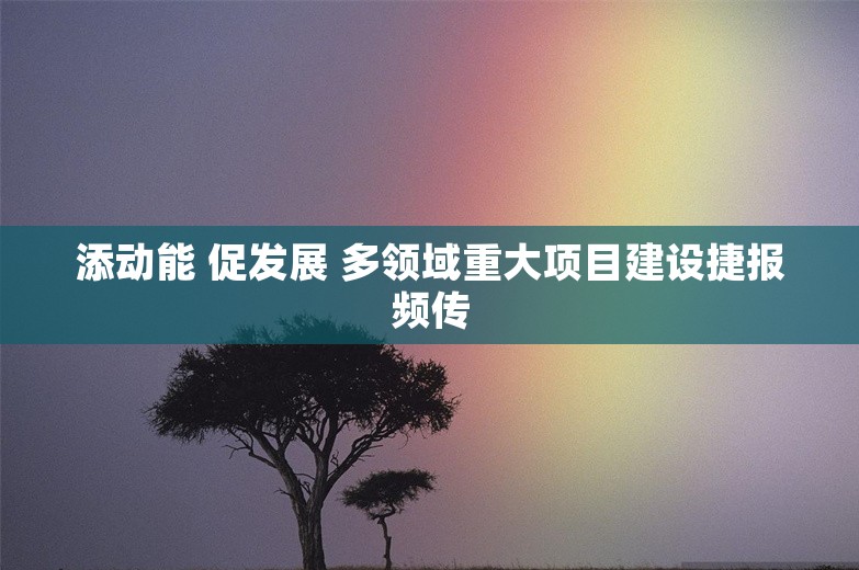 添动能 促发展 多领域重大项目建设捷报频传