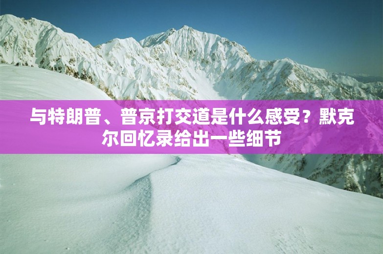 与特朗普、普京打交道是什么感受？默克尔回忆录给出一些细节