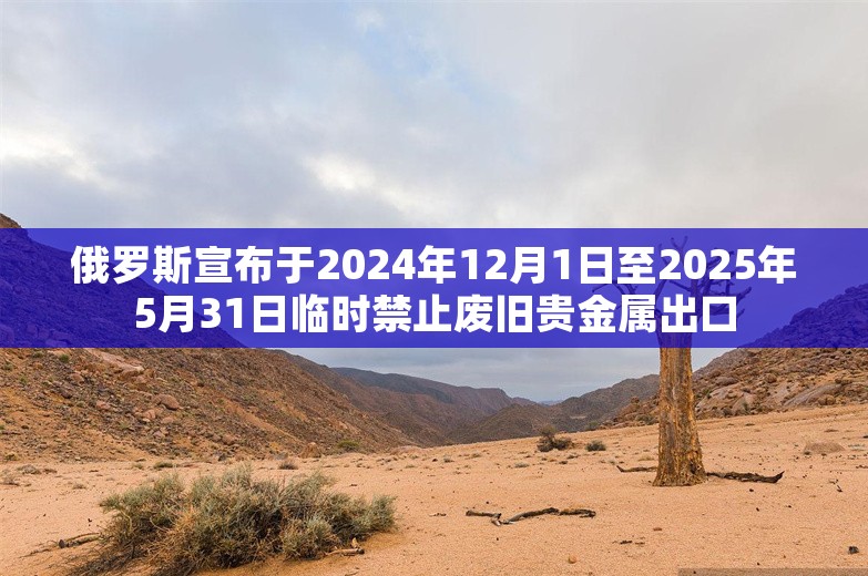 俄罗斯宣布于2024年12月1日至2025年5月31日临时禁止废旧贵金属出口