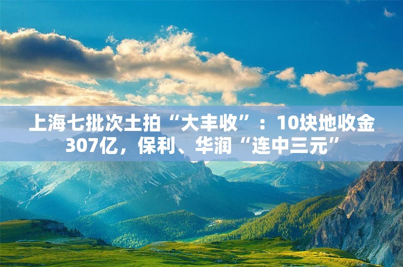 上海七批次土拍“大丰收”：10块地收金307亿，保利、华润“连中三元”