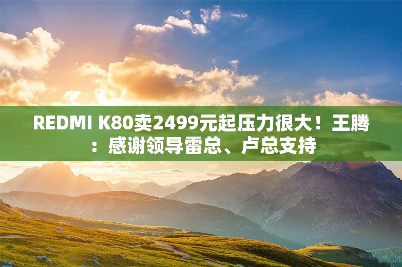 REDMI K80卖2499元起压力很大！王腾：感谢领导雷总、卢总支持