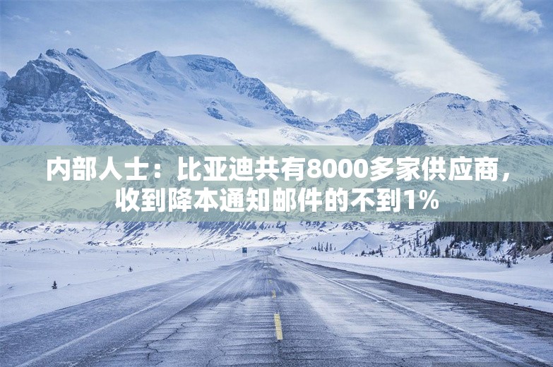 内部人士：比亚迪共有8000多家供应商，收到降本通知邮件的不到1%